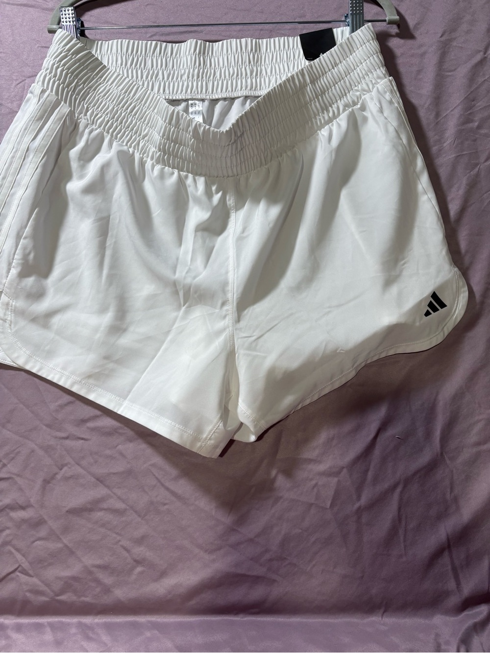 adidas White Athletic Running Shorts with Elastic Waistband
